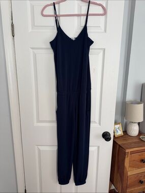 Veronica M Navy Sleeveless Jumpsuit with Elastic Waist